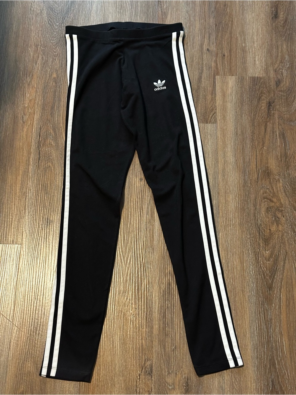 adidas Black Leggings with White Triple Stripes